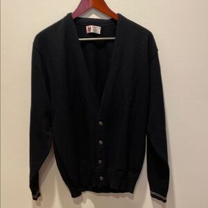 Classic Black Men's Cardigan Sweater - V-Neck Button Front
